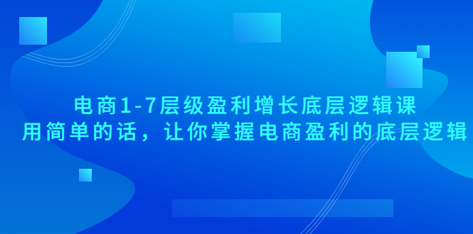 【副业项目3849期】电商1-7层级盈利增长底层逻辑课：用简单的话，让你掌握电商盈利的底层逻辑-沃创网