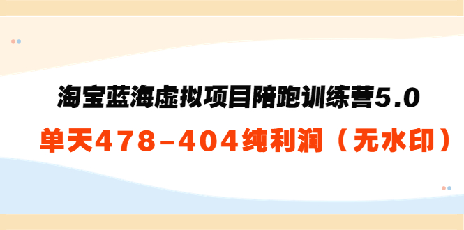 【副业项目3958期】黄岛主：淘宝蓝海虚拟项目陪跑训练营5.0：单天478纯利润（无水印）-沃创网
