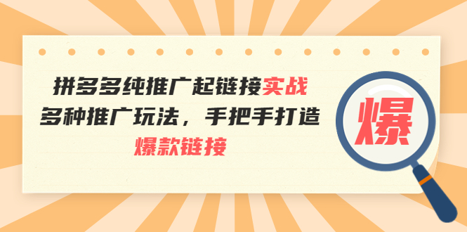 【副业项目4040期】拼多多纯推广起链接实战：多种推广玩法，手把手打造爆款链接-沃创网