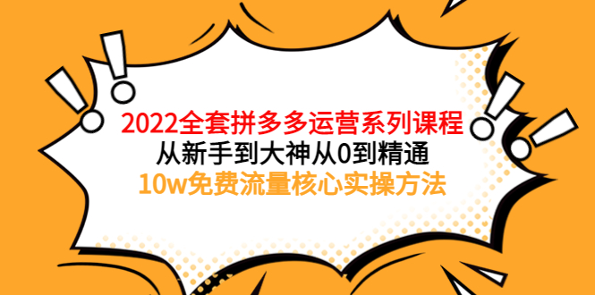 【副业项目4045期】2022全套拼多多运营课程：新手怎么做拼多多电商，10w免费流量核心实操方法-沃创网