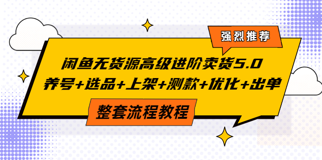 【副业项目4059期】闲鱼无货源高级进阶卖货5.0，养号+选品+上架+测款+优化+出单整套流程教程-沃创网