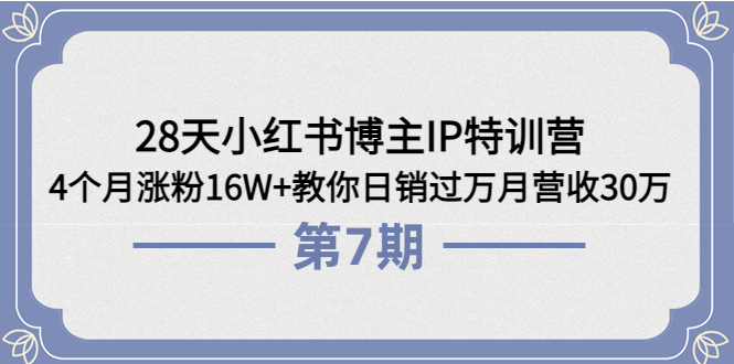 【副业项目4116期】28天小红书博主IP特训营《第6+7期》4个月涨粉16W+教你日销过万月营收30万-沃创网