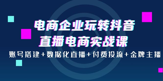 【副业项目4147期】电商企业玩转抖音直播电商实战课：账号搭建+数据化直播+付费投流+金牌主播-沃创网