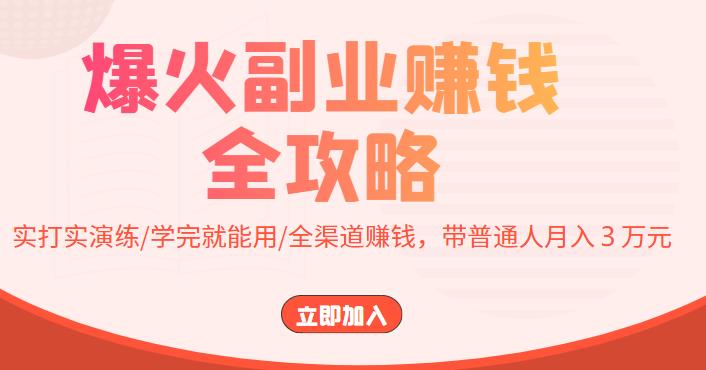 【副业项目4216期】爆火副业赚钱全攻略：实打实演练/学完就能用/全渠道赚钱，带普通人月入３万元-沃创网