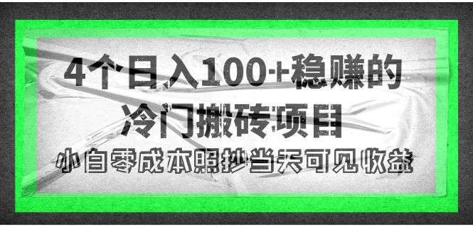 【副业项目4352期】4个稳赚的冷门搬砖项目，每个项目日入100+小白零成本照抄当天可见收益-沃创网
