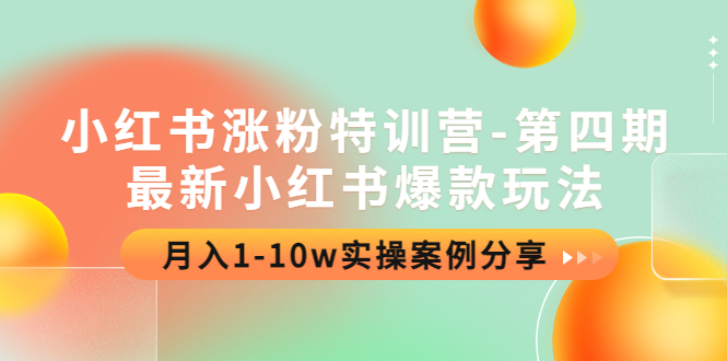 【副业项目4595期】小红书涨粉特训营-第四期：最新小红书爆款玩法，月入1-10w实操案例分享-沃创网