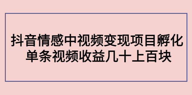 【副业项目4562期】黄岛主副业孵化营第5期：抖音情感中视频变现项目孵化 单条视频收益几十上百-沃创网