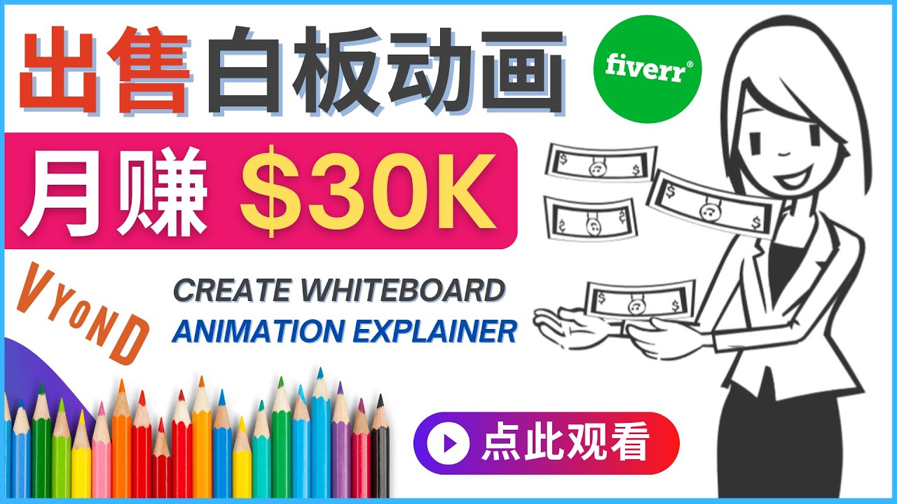 【副业项目4579期】如何用最简单制作白板动画（WhiteBoard Animation）月赚3万美元-沃创网
