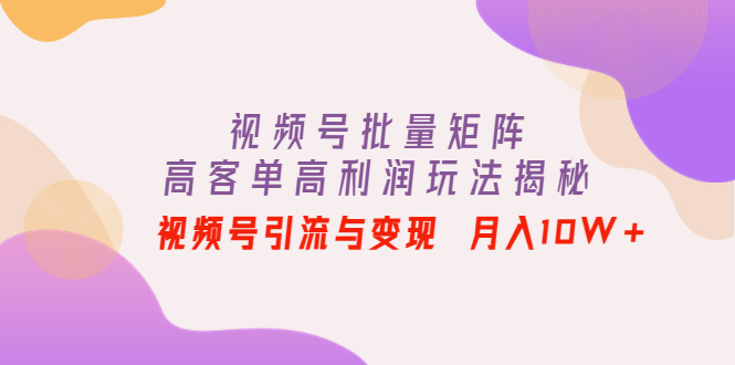 【副业项目4488期】视频号批量矩阵的高客单高利润玩法揭秘： 视频号引流与变现 月入10W+-沃创网