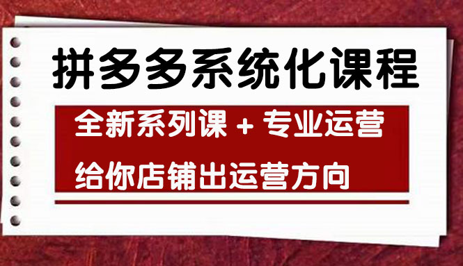 【副业项目4542期】车神陪跑，拼多多系统化课程，全新系列课+专业运营给你店铺出运营方向-沃创网