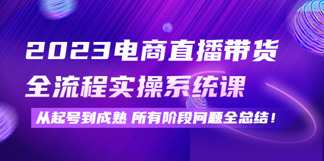 【副业项目4598期】2023电商直播带货全流程实操系统课：从起号到成熟所有阶段问题全总结-沃创网