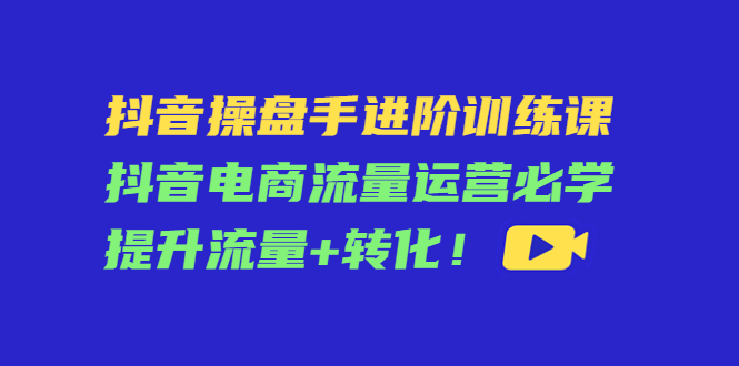 【副业项目4600期】抖音操盘手进阶训练课：抖音电商流量运营必学，提升流量+转化-沃创网