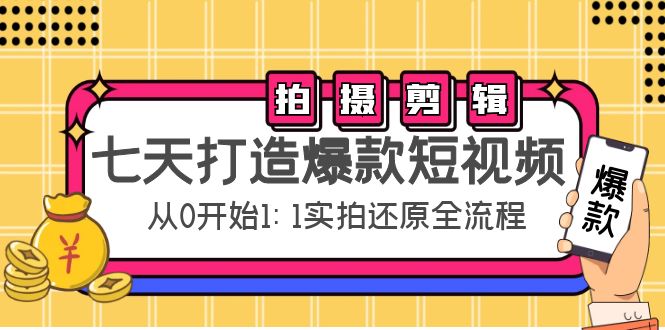 【副业项目4695期】七天打造爆款短视频：拍摄+剪辑实操，从0开始1:1实拍还原实操全流程-沃创网
