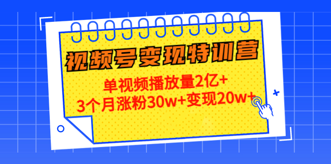 【副业项目4713期】20天视频号变现特训营：单视频播放量2亿+3个月涨粉30w+变现20w+-沃创网