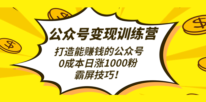 【副业项目4828期】公众号变现训练营（第3期）打造能赚钱的公众号，0成本日涨1000粉，霸屏技巧-沃创网