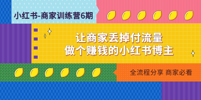 【副业项目5003期】小红书-商家训练营12期：让商家丢掉付流量，做个赚钱的小红书博主-沃创网