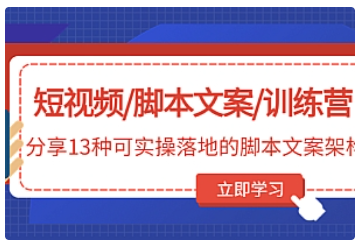 【副业项目5025期】短视频/脚本文案/训练营：分享13种可实操落地的脚本文案架构-沃创网
