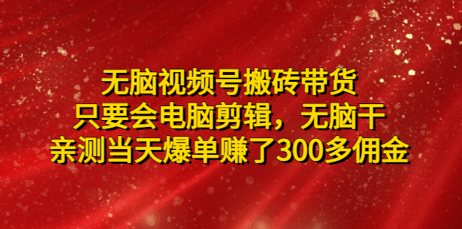【副业项目5070期】无脑视频号搬砖带货，只要会电脑剪辑，无脑干，亲测当天爆单赚了300多佣金-沃创网