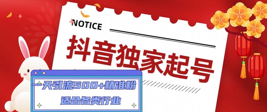 【副业项目5106期】抖音独家起号，一天引流500+精准粉，适合各类行业（9节视频课）-沃创网