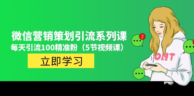 【副业项目5143期】价值百万的微信营销策划引流系列课，每天引流100精准粉（5节视频课）-沃创网