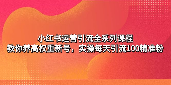 【副业项目5144期】小红书运营引流全系列课程：教你养高权重新号，实操每天引流100精准粉-沃创网
