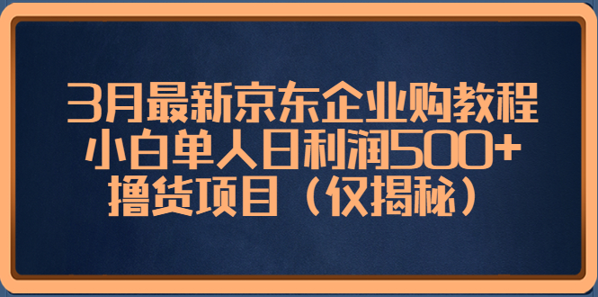 【副业项目5406期】3月最新京东企业购教程，小白单人日利润500+撸货项目（仅揭秘）-沃创网