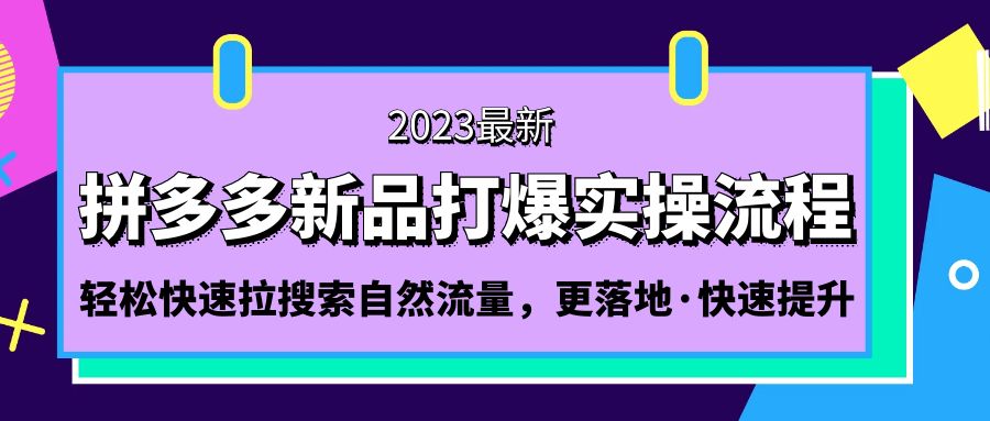 【副业项目5213期】拼多多-新品打爆实操流程：轻松快速拉搜索自然流量，更落地·快速提升-沃创网