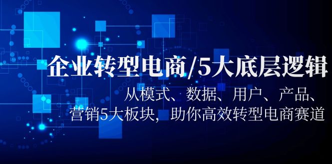 【副业项目5960期】企业转型电商/5大底层逻辑，从模式 数据 用户 产品 营销5大板块，高效转型-沃创网
