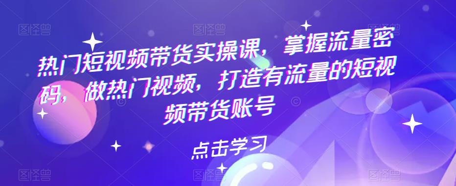 【副业项目5822期】热门短视频带货实战 掌握流量密码 做热门视频 打造有流量的短视频带货账号-沃创网