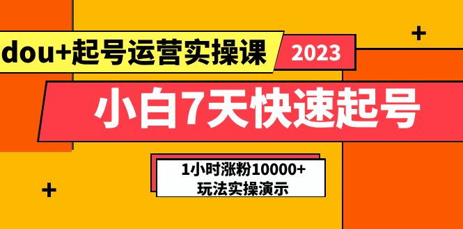 【副业项目5906期】小白7天快速起号：dou+起号运营实操课，实战1小时涨粉10000+玩法演示-沃创网