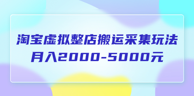 【副业项目5953期】淘宝虚拟整店搬运采集玩法分享课：月入2000-5000元（5节课）-沃创网