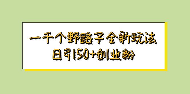 【副业项目5980期】一千个野路子全新玩法 日引50+创业粉-沃创网