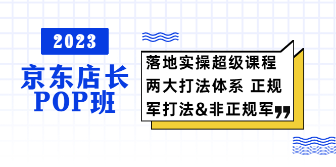 【副业项目5761期】2023京东店长·POP班 落地实操超级课程 两大打法体系 正规军&非正规军-沃创网