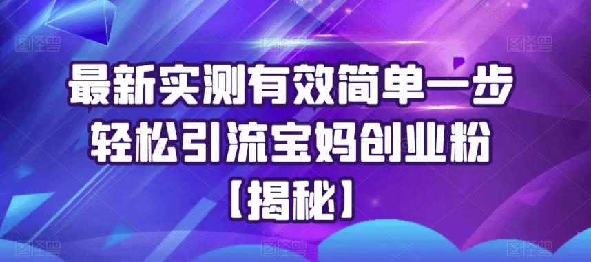 【副业项目6204期】最新实测有效简单一步轻松引流宝妈创业粉【揭秘】-沃创网