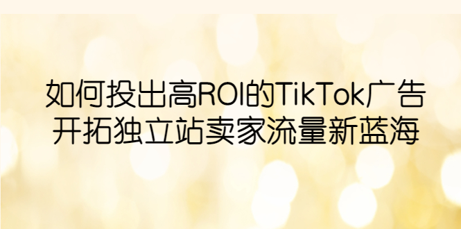 【副业项目6124期】如何投出高ROI·TikTok广告，开拓独立站卖家流量新蓝海-沃创网