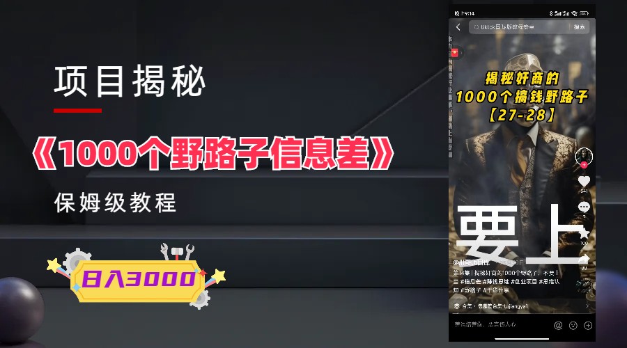 【副业项目6163期】1000个野路子信息差保姆式教程-单日变现3000+的玩法解密-沃创网