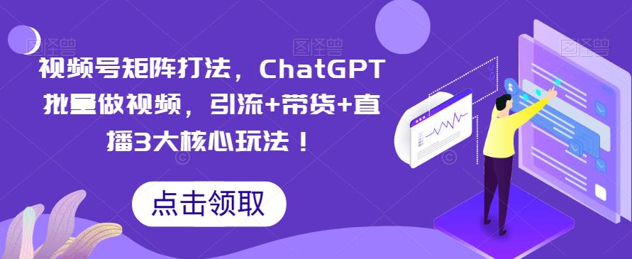 【副业项目6316期】视频号矩阵打法，ChatGPT批量做视频，引流+带货+直播3大核心玩法-沃创网