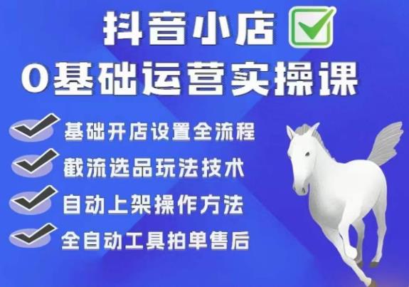 【副业项目6317期】白马电商·0基础抖店运营实操课，基础开店设置全流程，截流选品玩法技术-沃创网