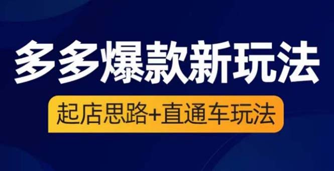 【副业项目6039期】2023拼多多爆款·新玩法：起店思路+直通车玩法（3节精华课）-沃创网