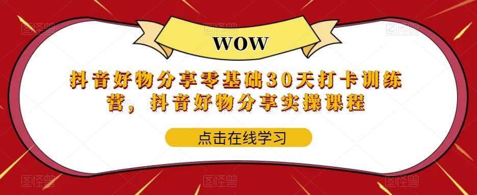 【副业项目6003期】抖音好物分享0基础30天-打卡特训营，抖音好物分享实操课程-沃创网