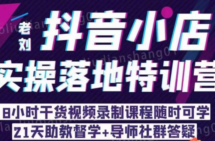 【副业项目6755期】老刘·抖店商品卡流量，​抖音小店实操落地特训营，8小时干货视频录制课程随时可学-沃创网