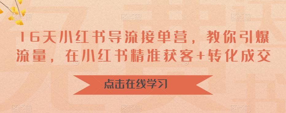 【副业项目6664期】16天-小红书 导流接单营，教你引爆流量，在小红书精准获客+转化成交-沃创网