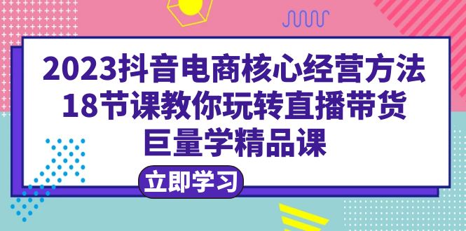 【副业项目6377期】2023抖音电商核心经营方法：18节课教你玩转直播带货，巨量学精品课-沃创网