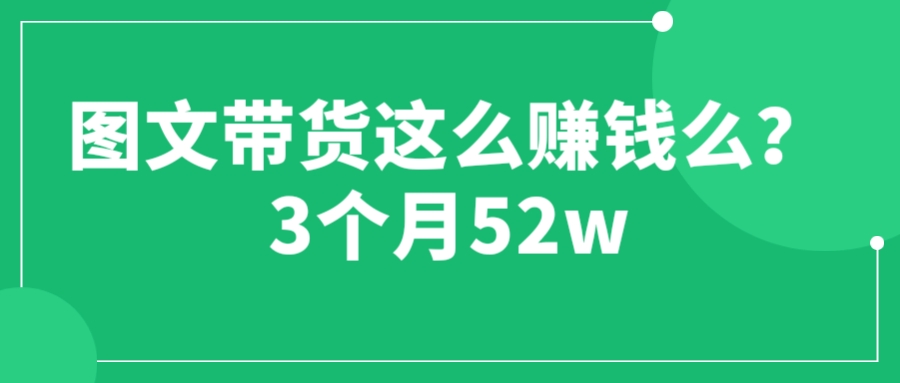 【副业项目6462期】图文带货这么赚钱么? 3个月52W 图文带货运营加强课-沃创网