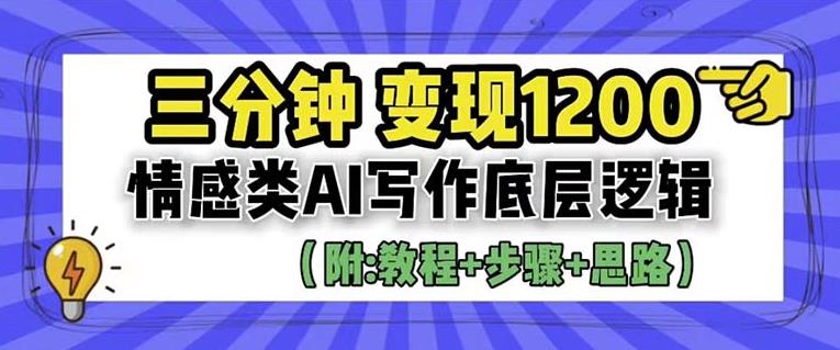 【副业项目6442期】情感类AI写作底层逻辑，3分钟掌握变现技巧（附：详细教程及步骤+独家资料）【揭秘】-沃创网