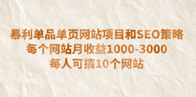 【副业项目6633期】暴利单品单页网站项目和SEO策略 每个网站月收益1000-3000 每人可搞10个-沃创网