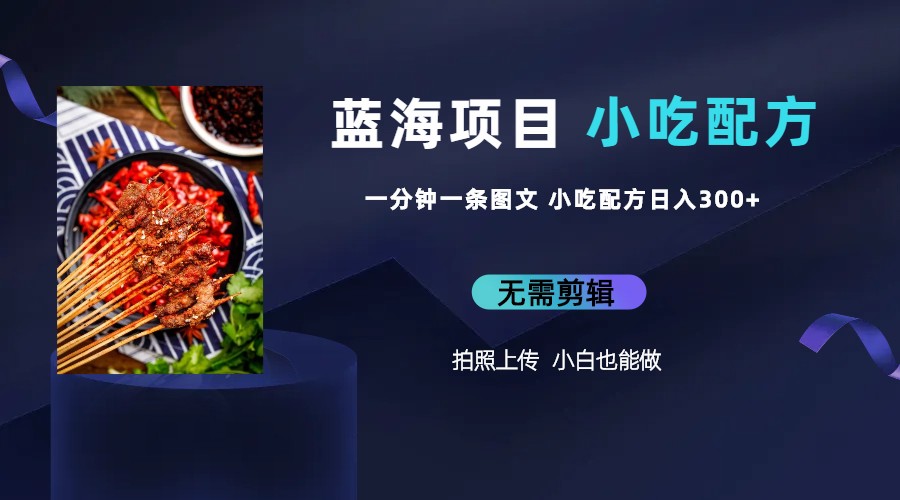 【副业项目6497期】蓝海项目一分钟一条图文作品-日入300+小吃配方项目（附 684G小吃配方）-沃创网