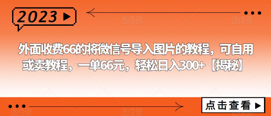 【副业项目6459期】外面收费66的将微信号导入图片的教程，可自用或卖教程，一单66元，轻松日入300+-沃创网