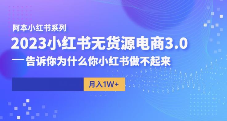 【副业项目6506期】阿本小红书无货源电商3.0，告诉你为什么你小红书做不起来-沃创网