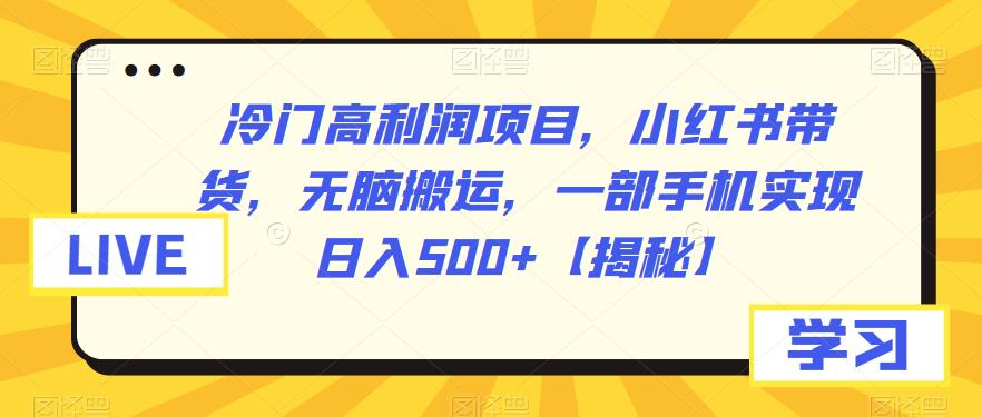 【副业项目6875期】冷门高利润项目，小红书带货，无脑搬运，一部手机实现日入500+【揭秘】-沃创网